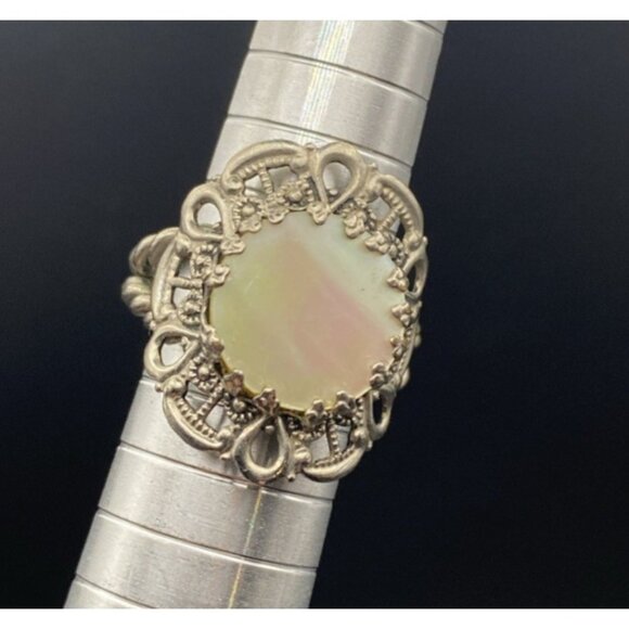 Unbranded Jewelry - Vintage Signed Western Germany Ring MOP Filigree Silver Tone Adjustable LOOK